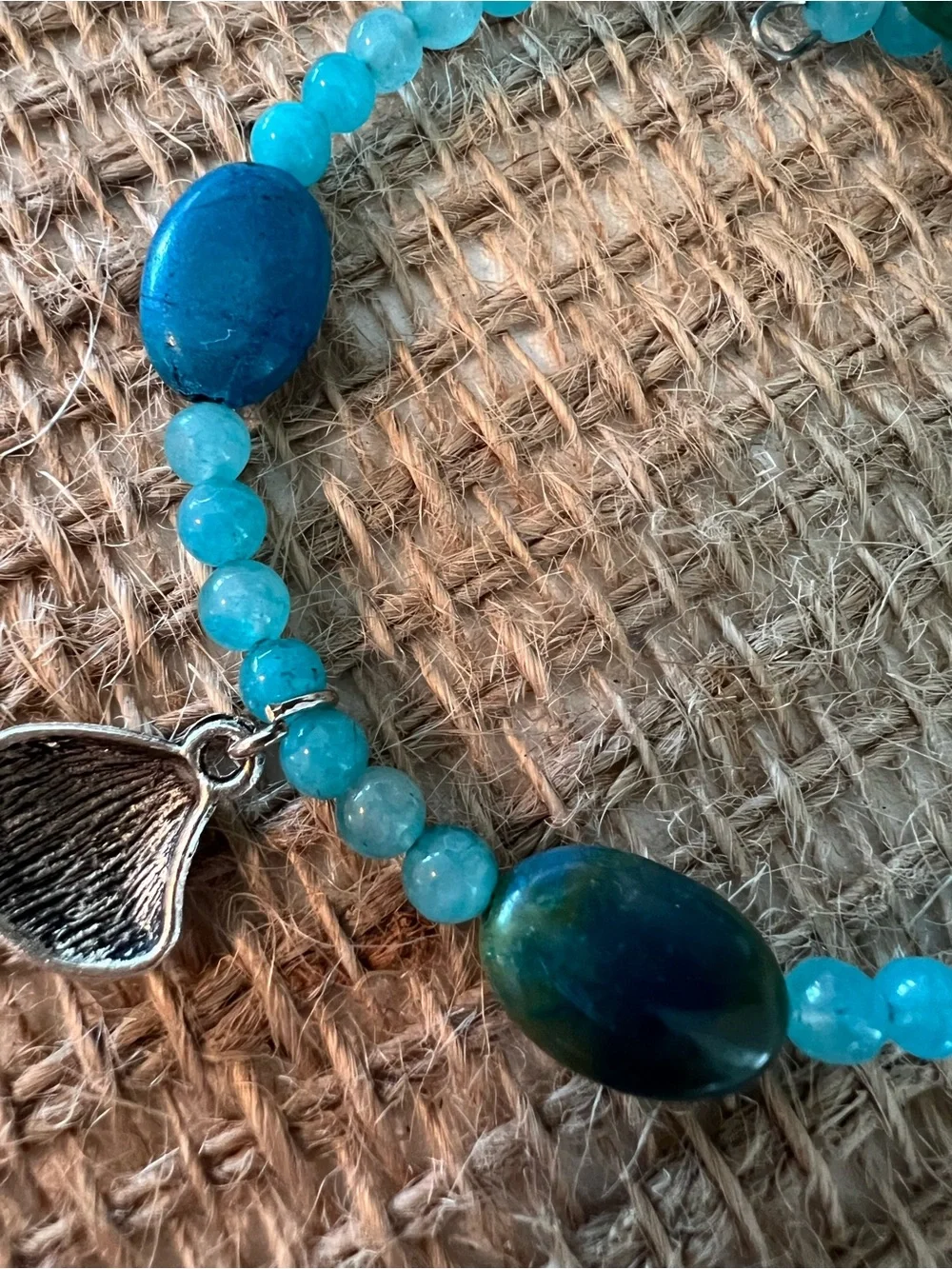 Turquoise Bead memory wire Bracelet and Earrings Set - Women Jewelry